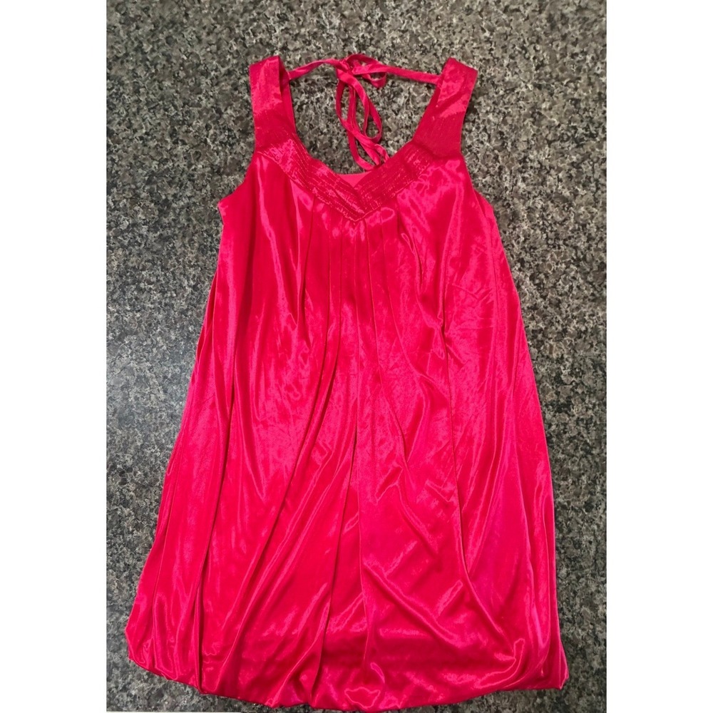 Jodi Kristopher Hot Pink‎ Satin Bubble Hem Mini Dress Sleeveless Tie Back Small